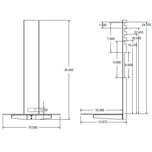 Glass Shelf for TV Mounts - Hooks on Mount - View 2