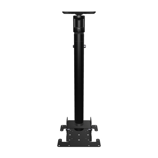 DD ceiling mount with 90 degree tilt for a dental operatory, interactive 3D model of the assembled tilt head, mast and flat ceiling plate at its shortest.