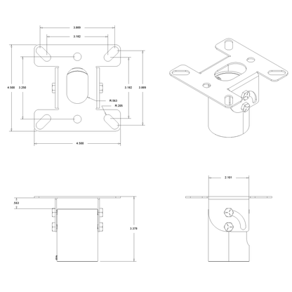 Angled Ceiling Plate for 1 1/2 Inch Pipe
