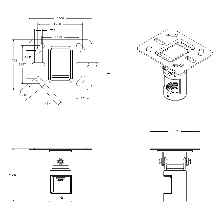 Angled Ceiling Plate for 1 1/2 Pipe