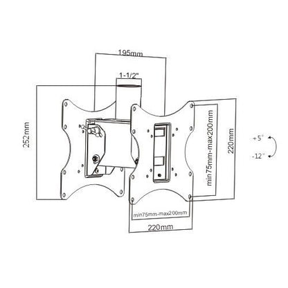 2 Screen Back to Back TV Ceiling Mount Head for - 1 1/2 Pipe - 200x200mm - View 2