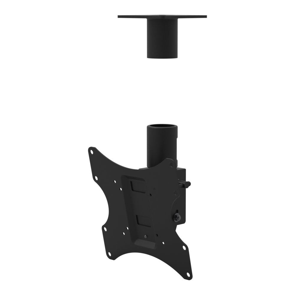 Tilting, rotating TV ceiling mount, 11CP001 cable pass-through ceiling plate and tilting head, supplied without a mast.