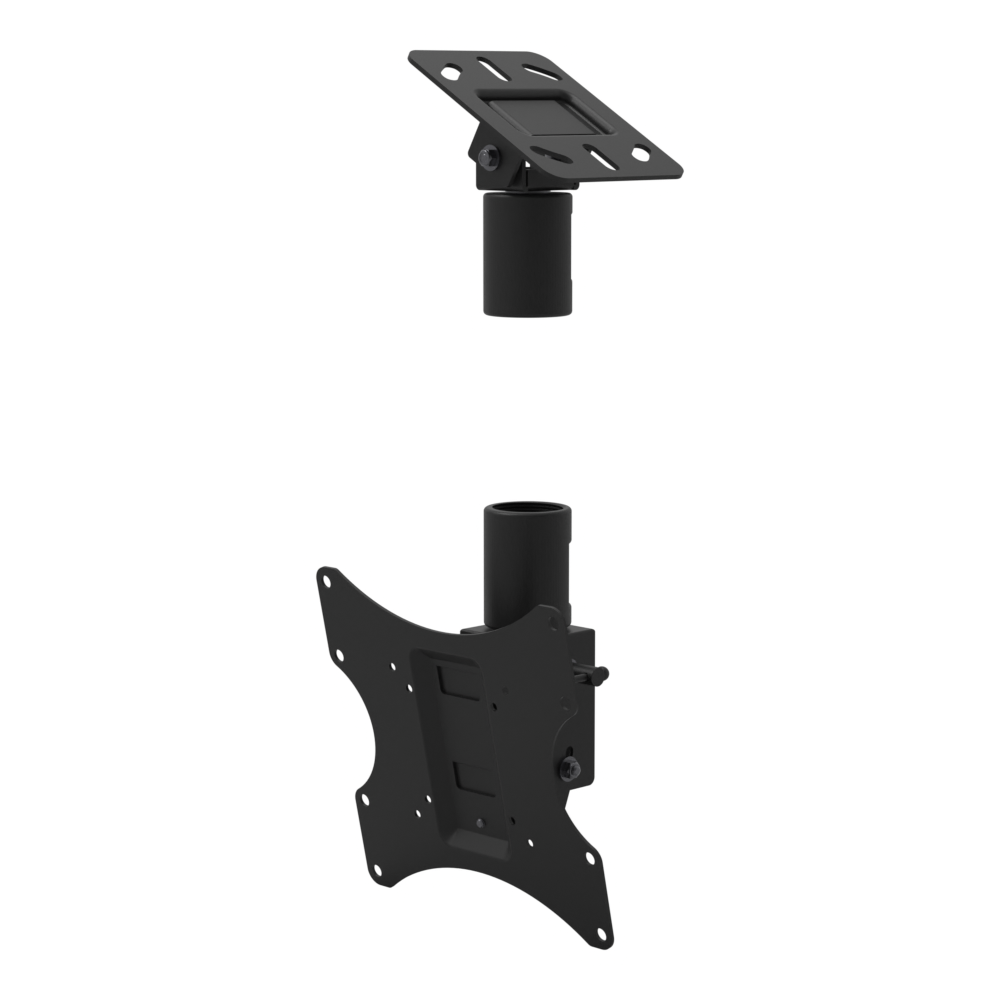 Tilting, rotating TV ceiling mount, angled plate for a sloped ceiling and tilting head, supplied without a mast.