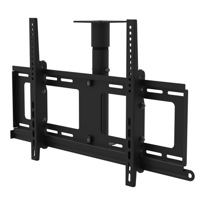 TV ceiling mount for 32 to 86 inch screens, 11CP001 cable pass-through plate, 9 to 17 inch drop, with telescoping extension.