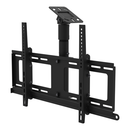 TV ceiling mount for 32 to 86 inch screens, angled plate for a sloped ceiling, 9 to 17 inch drop, with telescoping extension.