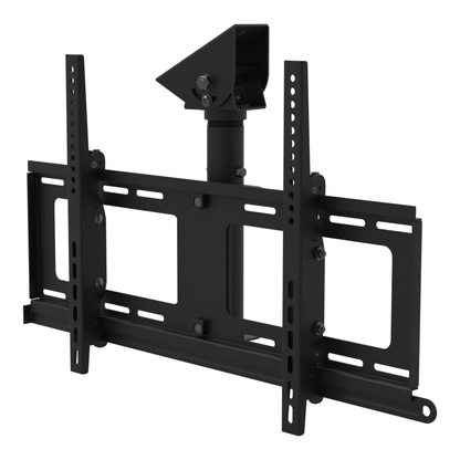 TV ceiling mount for 32 to 86 inch screens, angled plate for a sloped ceiling, 9 to 17 inch drop, with telescoping extension.