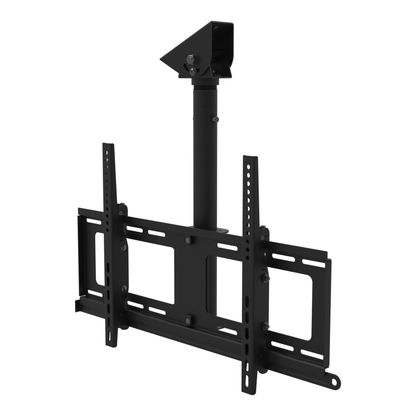 TV ceiling mount for 32 to 86 inch screens, angled plate for a sloped ceiling, 17 to 33 inch drop, with telescoping extension.