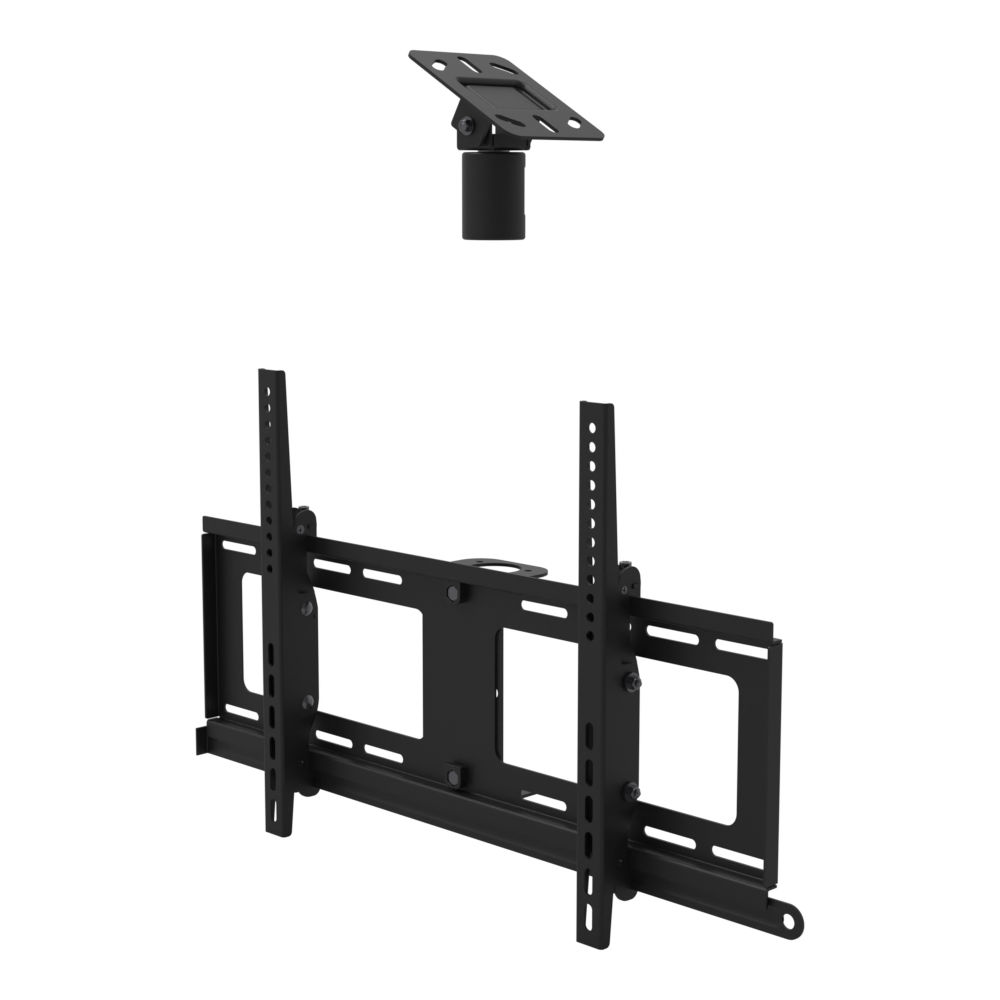 TV ceiling mount for 32 to 86 inch screens, angled plate for a sloped ceiling and tilting head, supplied without a mast.