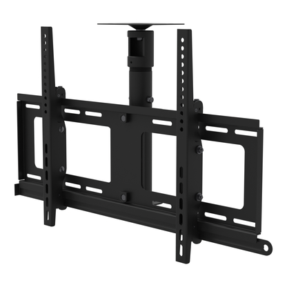TV ceiling mount for 32 to 86 inch screens, flat ceiling plate, 9 to 17 inch adjustable drop, with telescoping extension.