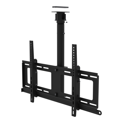 TV ceiling mount for 32 to 86 inch screens, unistrut adapter plate, 17 to 33 inch adjustable drop, with telescoping extension.