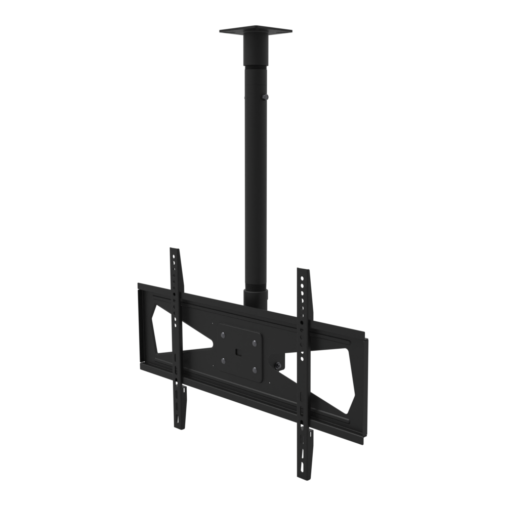 Tilting TV ceiling mount, 32-70 inch screens, 600x400 pattern, 11CP001 cable pass-through plate, 28 to 44 inch drop with extension.