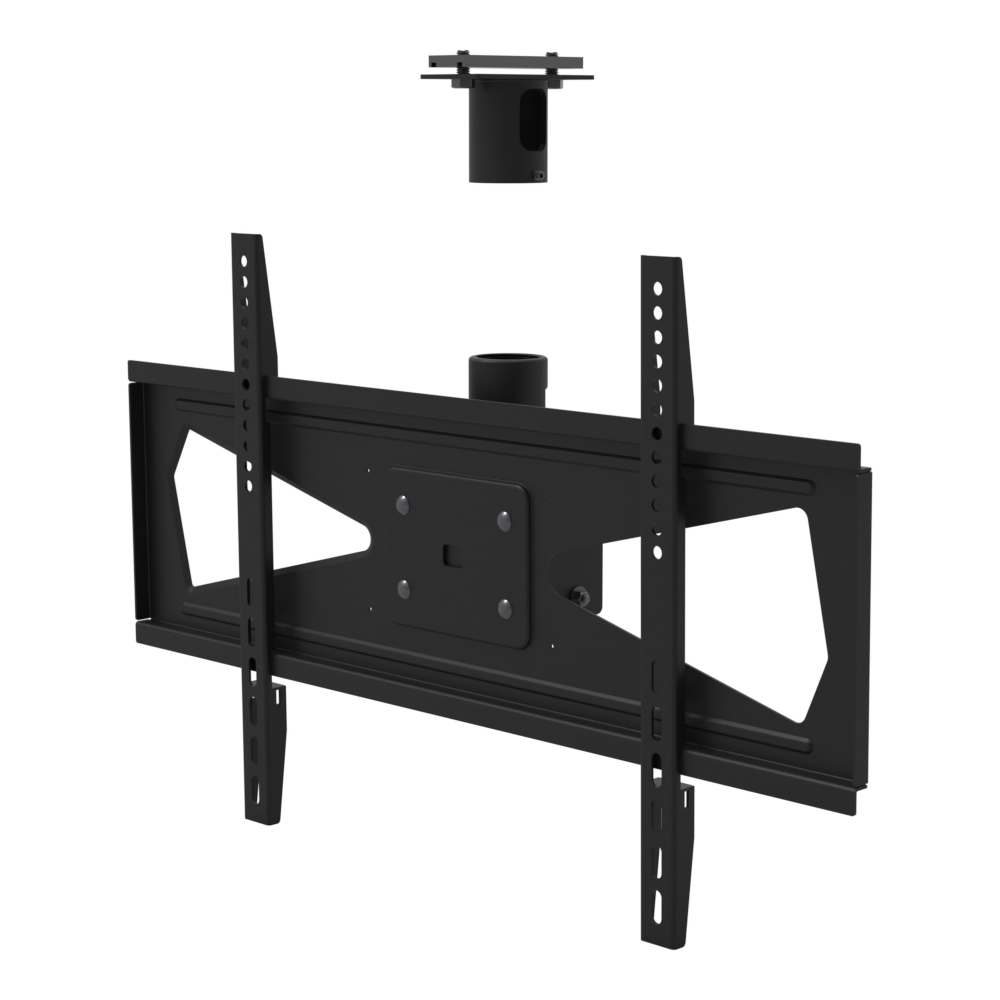 Tilting TV ceiling mount, 32-70 inch screens, 600x400 pattern, unistrut adapter plate and tilting head, supplied without a mast.