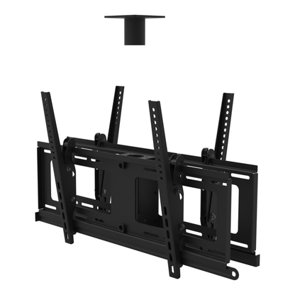 Back to back TV ceiling mount for four screens, flat ceiling plate and two tilting heads, without a mast.