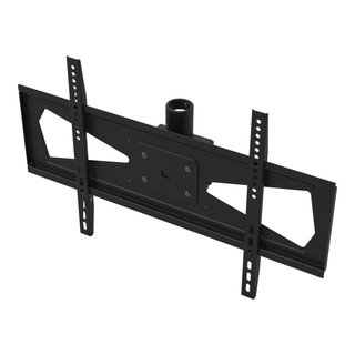 33HE002 wide TV ceiling mount head seen from the screen side, showing the full width of the 702 mm plate, the VESA pad and the pipe socket.