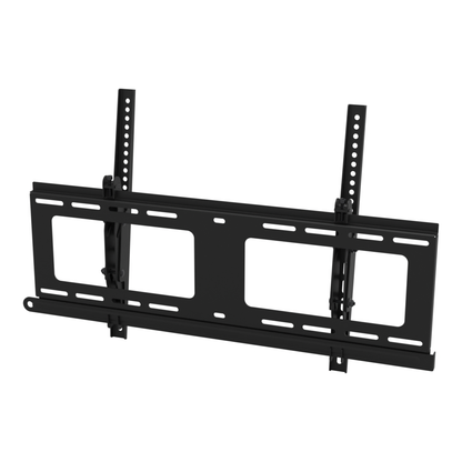 33TW003 tilting TV wall mount seen from the wall side, showing the slot pattern and tilt levers.