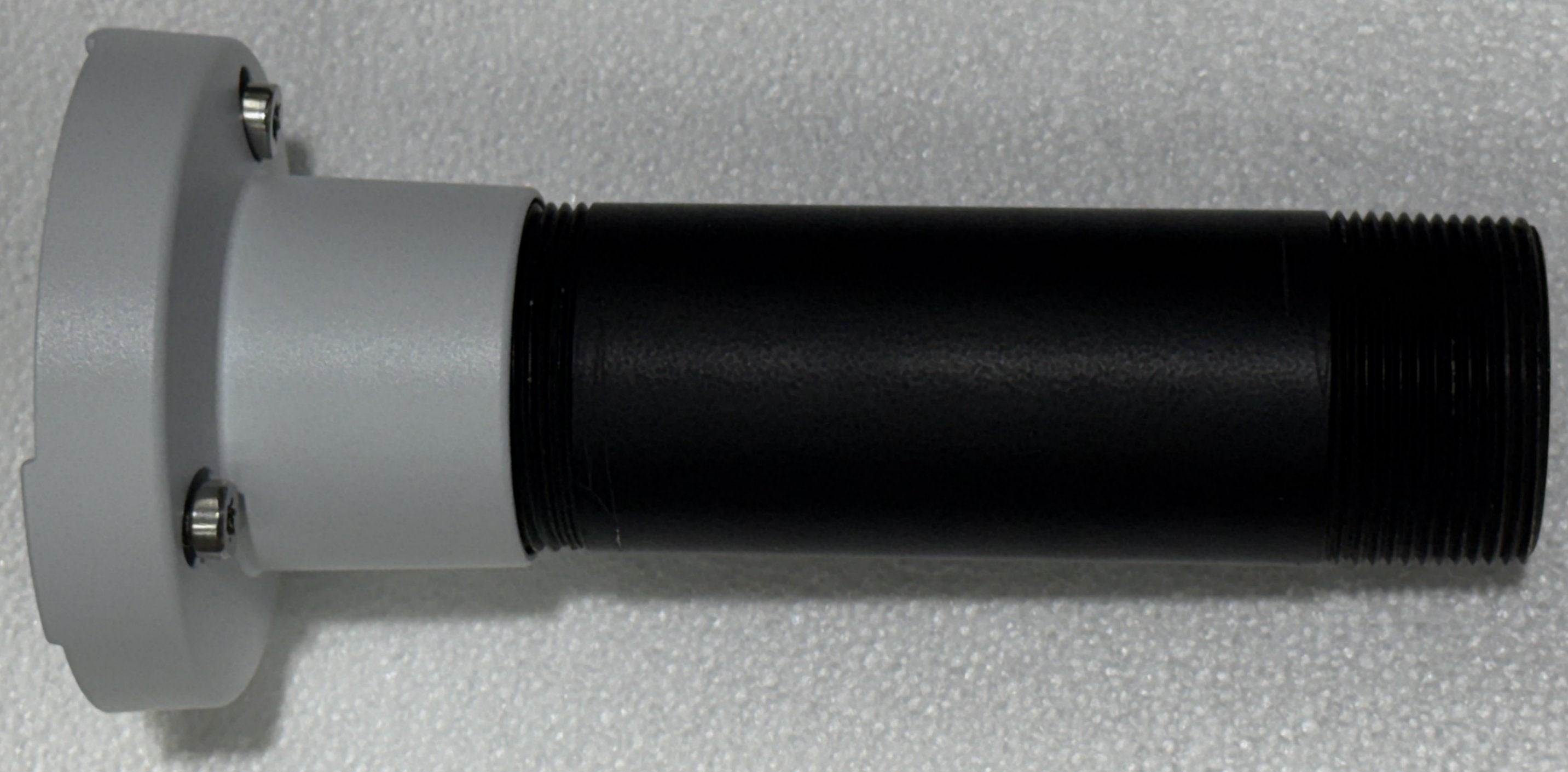 Axis T94A01D pendant kit adapter threaded onto a black 6 inch 1-1/2 inch NPT pipe