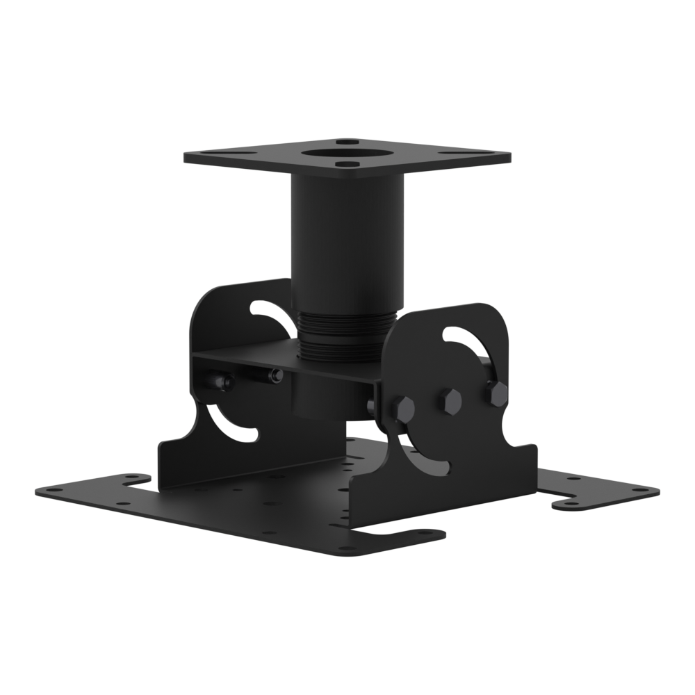 Dental TV ceiling mount, 11CP001 ceiling plate with cable pass-through, 6 1/2 inch fixed drop on a close nipple.