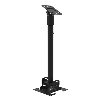 Dental TV ceiling mount, angled ceiling plate tilted for a sloped ceiling, 24.5 to 40.5 inch adjustable drop, with telescoping extension.