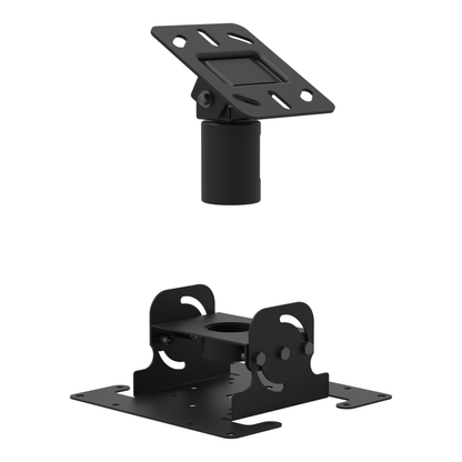 Dental TV ceiling mount, angled ceiling plate for a sloped ceiling, and tilting dome head, supplied without a mast.