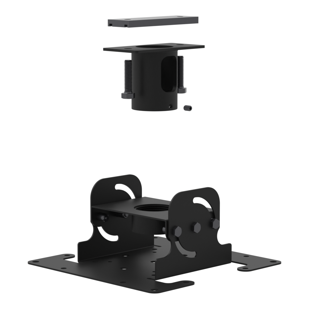 Dental TV ceiling mount, unistrut adapter plate and tilting dome head supplied without a mast.