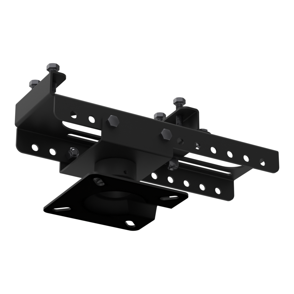 IBA-1 I-beam adapter seen from below, showing the square VMP mast adapter plate and its slotted bolt pattern.