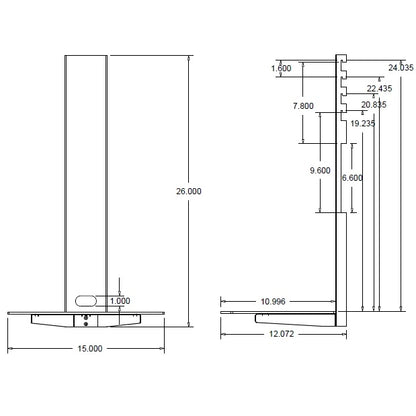 Glass Shelf for TV Mounts - Hooks on Mount - View 2