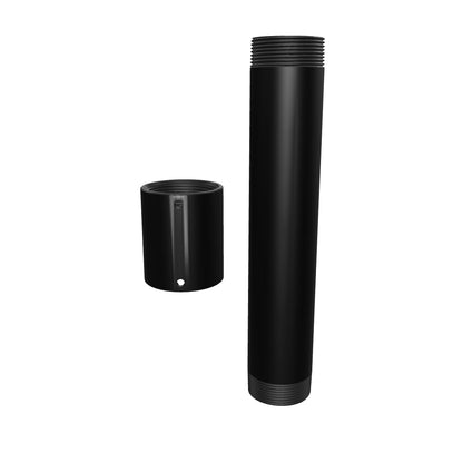 Ceiling mount extension kit, adds 10 inches, interactive 3D model showing the 1-1/2 inch pipe and its 11AC001 coupler as shipped together.