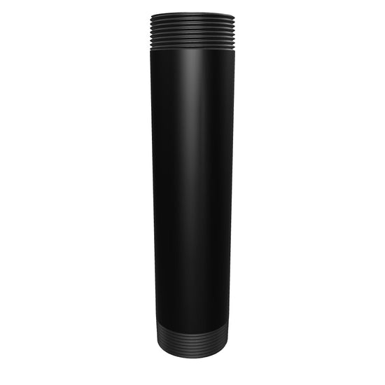 112-NPT-PIPE-8 black 1-1/2 inch NPT pipe, 8 inches long, aluminum, interactive 3D model showing the threaded ends and bore.