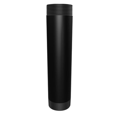 112-NPT-PIPE-8 black 1-1/2 inch NPT pipe, 8 inches long, aluminum, interactive 3D model showing the threaded ends and bore.