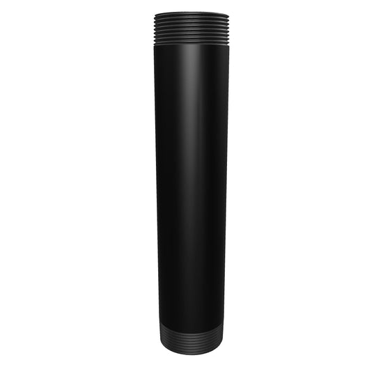 112-NPT-PIPE-9 black 1-1/2 inch NPT pipe, 9 inches long, aluminum, interactive 3D model showing the threaded ends and bore.