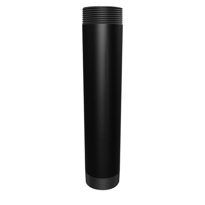 112-NPT-PIPE-9 black 1-1/2 inch NPT pipe, 9 inches long, aluminum, interactive 3D model showing the threaded ends and bore.