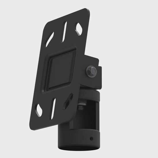11CP006 angled ceiling plate tilting through its range, showing how the pivot keeps the pipe collar hanging straight down from a sloped ceiling