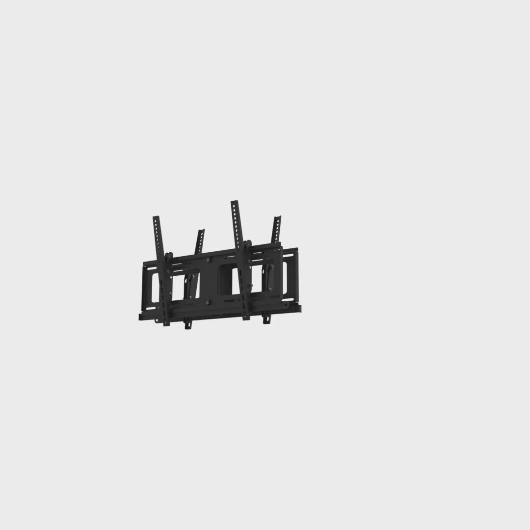 Two back-to-back twin-rail TV heads with both lock bars sliding fully out and back in.
