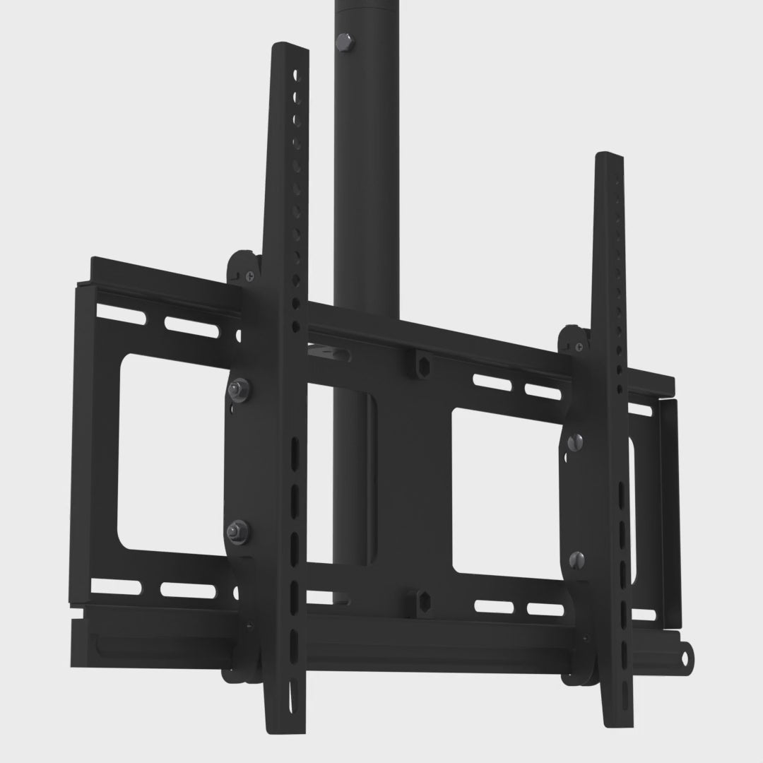 33CE008 TV ceiling mount, front view of the twin-rail head tilting on the mast