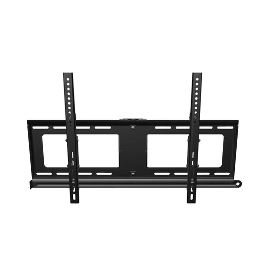 33CE008HEAD tilting TV ceiling mount head for 32 to 86 inch screens, twin rails on a 1-1/2 inch NPT pipe adapter; rotate the 3D model to view the tilt bracket.