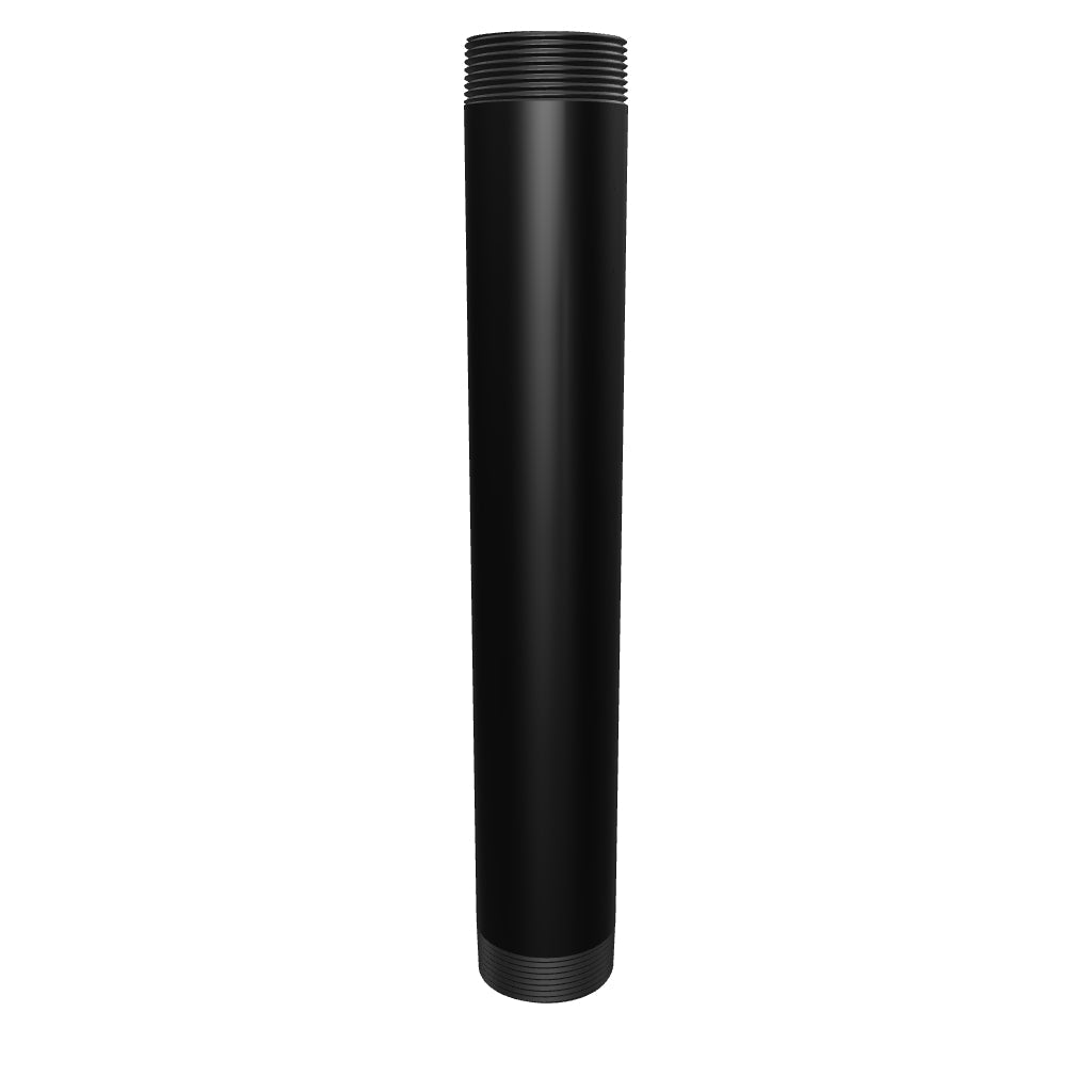 NPT12 black 1-1/2 inch NPT pipe, 12 inches long, aluminum, interactive 3D model showing the threaded ends and bore.