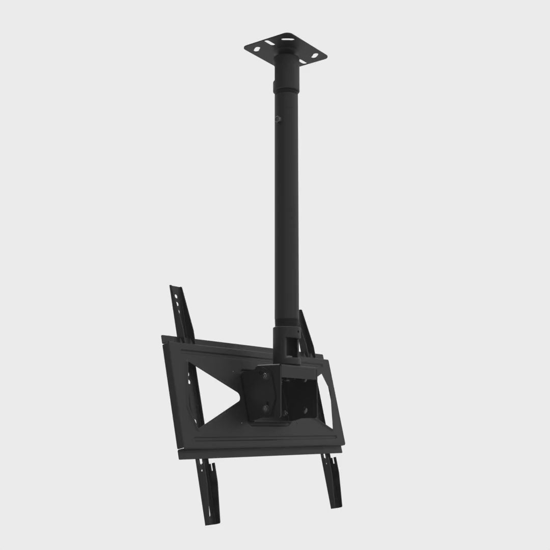 33CE016 TV ceiling mount fully assembled with ceiling plate and telescoping mast, rotating a full turn