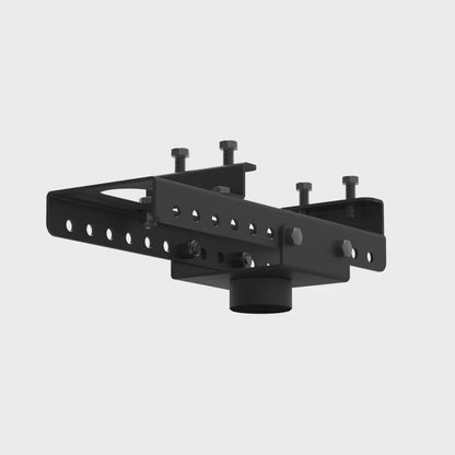 IBA-1 I-beam adapter without the VMP plate rotating 360 degrees, showing the adjustable beam clamp and the 1-1/2 inch pipe collar.