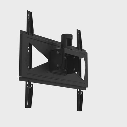 33CE016 tilting TV ceiling mount rotating 360 degrees, showing the mounting plate, TV rails and pole socket.