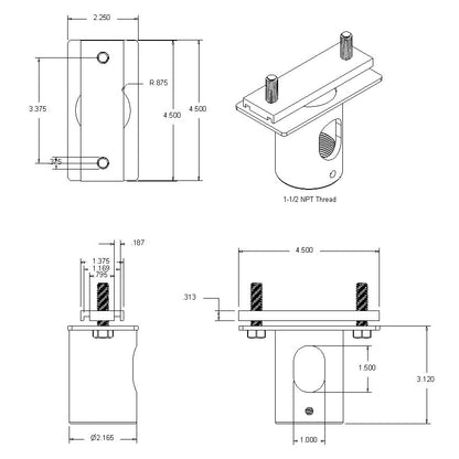 Unistrut Adapter for 1 1/2 Inch NPT Pipe - View 5